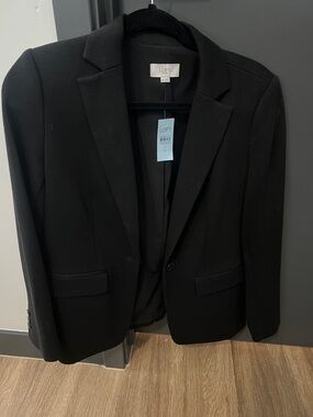 LOFT Black Single-Button Notch Lapel Blazer